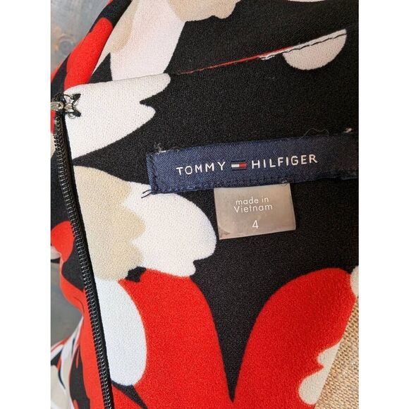 Tommy Hilfiger Dress Women's Size 4 Red Black Floral Pockets A Line Mini - Picture 9 of 13